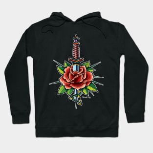 Rose and dagger, tatto style illustration Hoodie